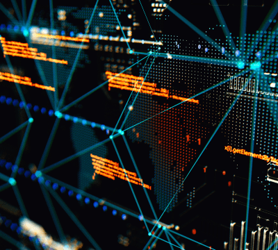 A digital cyber display showing connected points.